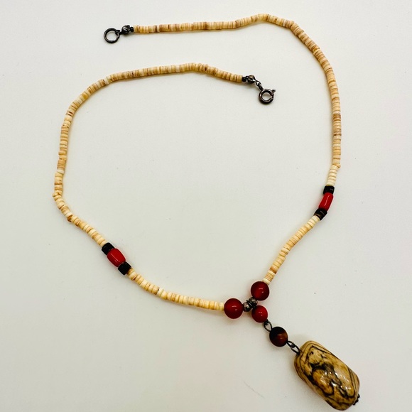 Vintage Heishi Coral Stone Necklace - Picture 15 of 16